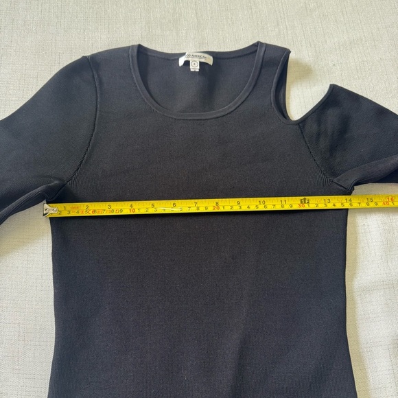 Good American Cold One Shoulder Dress Long Sleeve Ribbed Detail Black Size 3 L - Picture 4 of 7